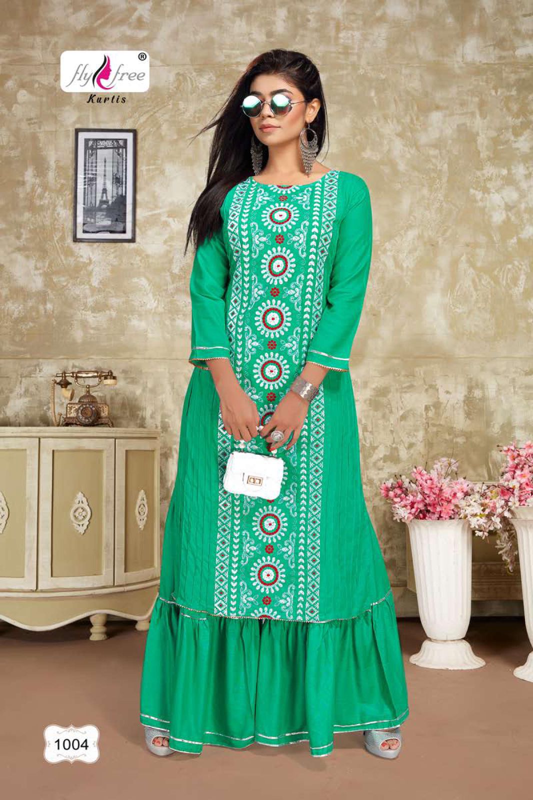 Fly Free Nexa Fancy Festive Wear Rayon Printed Kurti With Sharara Collection